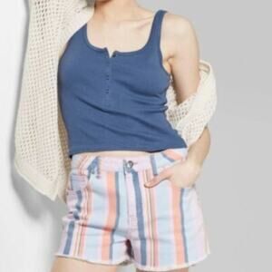 Wild Fable High Waisted Cut Off Shorts - Size 4 - Pastel Stripes